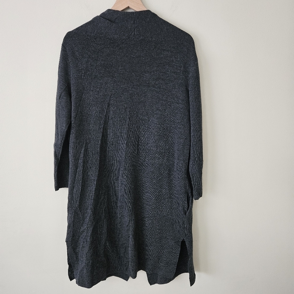 MM LaFleur Gray 100% Merino Wool Open Front Cardigan - Picture 11 of 12